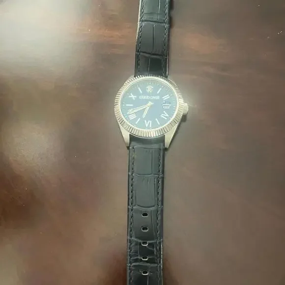 Rare Roberto Cavalli 5G113 Silver and Black Men's 40mm Watch